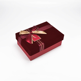 Подарочная коробка Бархатная прямоугольная,17,5х12,5х6,5 см, Бордовая (UPK-060636)