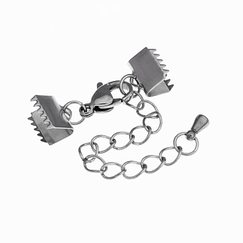 Замок-карабін із нерж. ст. із затискачами 8,5х7 мм, Темне срібло (STL-055758)