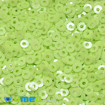 Пайетки Индия круглые плоские, 3 мм, Салатовые (PAI-037598)