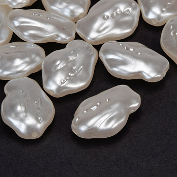 Бусины пластиковые, Имитация барочного жемчуга, 25х17,5х8,5 мм, Молочные (BUS-059866)