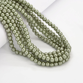 Бусины стеклянные Жемчуг Premium, 6 мм, Оливковые, Круглые (BUS-034118)